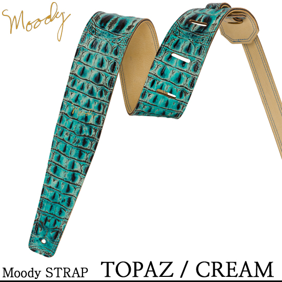 Moody Faux Gator Leather 2.5&quot; Std - (Topaz / Cream)  - 무디스트랩 악어가죽 디자인