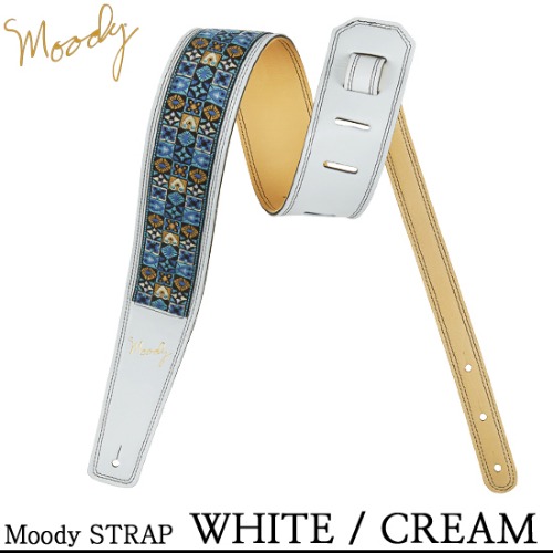 [Moody] Leather Hippie - 2.5&quot; - Std (앞면 : White / Cream, 뒷면 : Cream) / 무디 스트랩