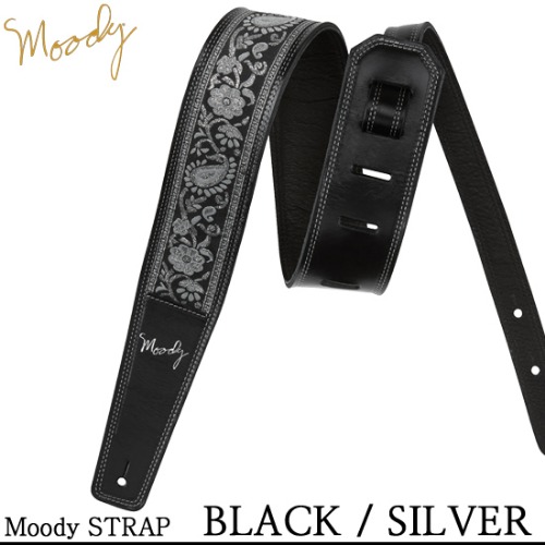 [Moody] Leather Hippie - 2.5&quot; - Std (앞면 : Black / Silver, 뒷면 : Black) / 무디 스트랩