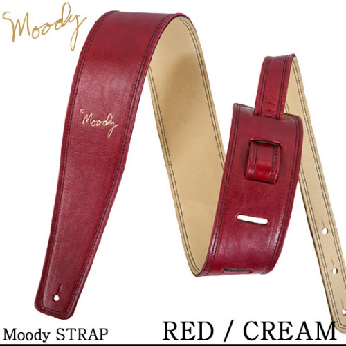 Moody Distressed Leather 2.5&quot; Std - (Red/Cream) - 빈티지 레릭 디자인 - 무디 스트랩