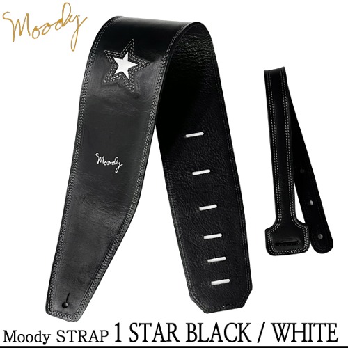 [Moody] Leather 1 Star - 4.0인치 - Std (Black / White) - White Logo
