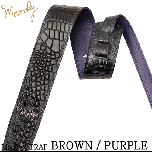 Moody Faux Gator Leather 2.5&quot; Std - (Brown/Purple) - 무디스트랩 악어가죽 디자인