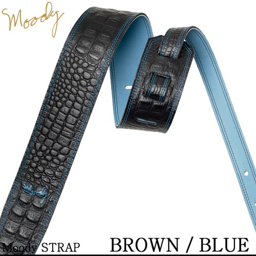 Moody Faux Gator Leather 2.5&quot; Std - (Brown/Blue) - 무디스트랩 악어가죽 디자인