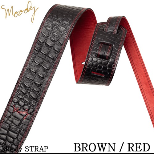 Moody Faux Gator Leather 2.5&quot; Std - (Brown/Red) - 무디스트랩 악어가죽 디자인
