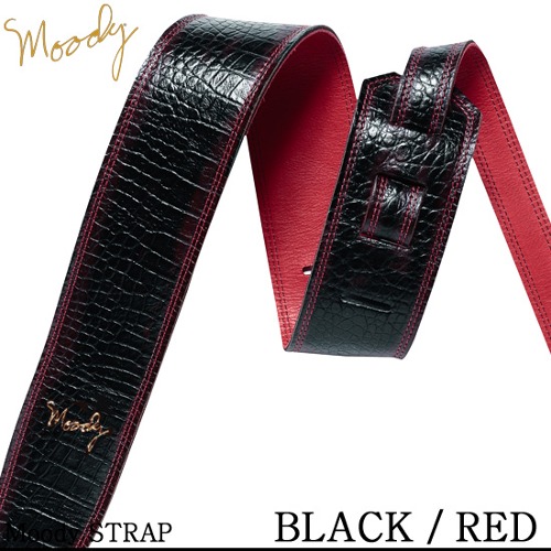 Moody Faux Gator Leather 2.5&quot; Std - (Black/Red) - 무디스트랩 악어가죽 디자인