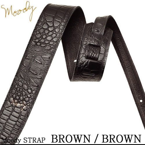 Moody Faux Gator Leather 2.5&quot; Std - (Brown/Brown) - 무디스트랩 악어가죽 디자인