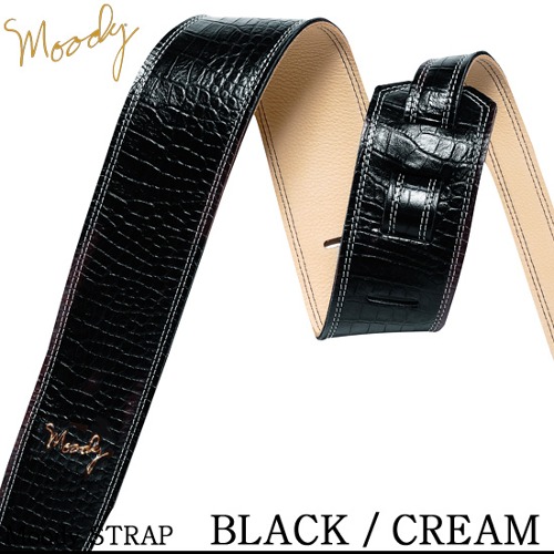 Moody Faux Gator Leather 2.5&quot; Std - (Black/Cream) - 무디스트랩 악어가죽 디자인