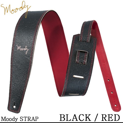 Moody Distressed Leather 2.5&quot; Std - (Black/Red) - 빈티지 레릭 디자인 - 무디 스트랩
