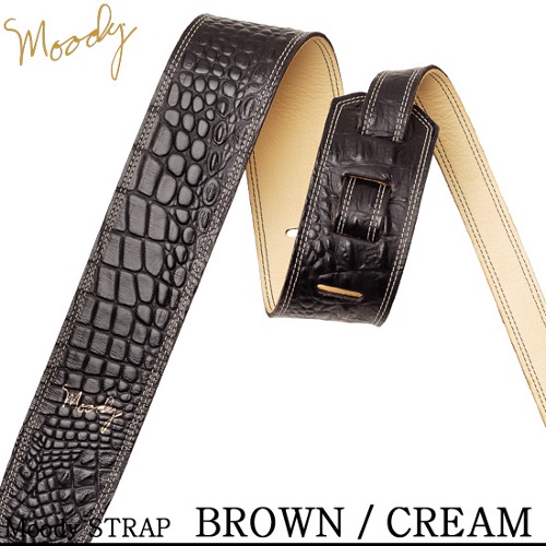 Moody Faux Gator Leather 2.5&quot; Std - (Brown/Cream) - 무디스트랩 악어가죽 디자인