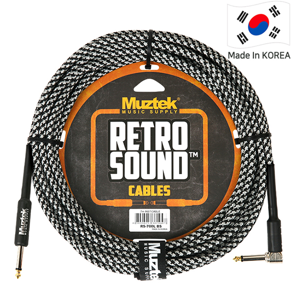 Muztek Cable RS-700L/RS700L BS RETRO SOUND Cable (7m) Angle Black/Silver 뮤즈텍 케이블