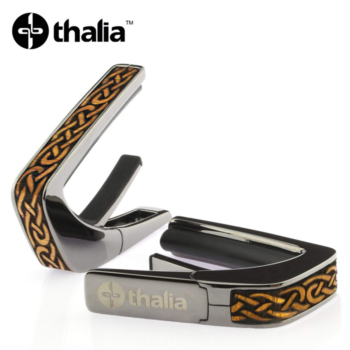 Thalia B200-HK-CK 카포 Capo with Hawaiian Koa Celtic Knot Inlay / Black Chrome