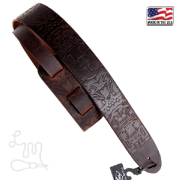 LM Quality Straps PNL-2 Northwest/2inch Leather with Tribal Embossing